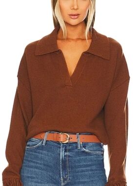 Revolve Stitches And Stripes Twiggy Polo Sweater InBrown